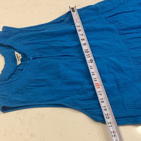 Boden 100% Cotton Gauze Blue Double Cloth Maxi Tiered Dress Size 22 Regular - Picture 12 of 13